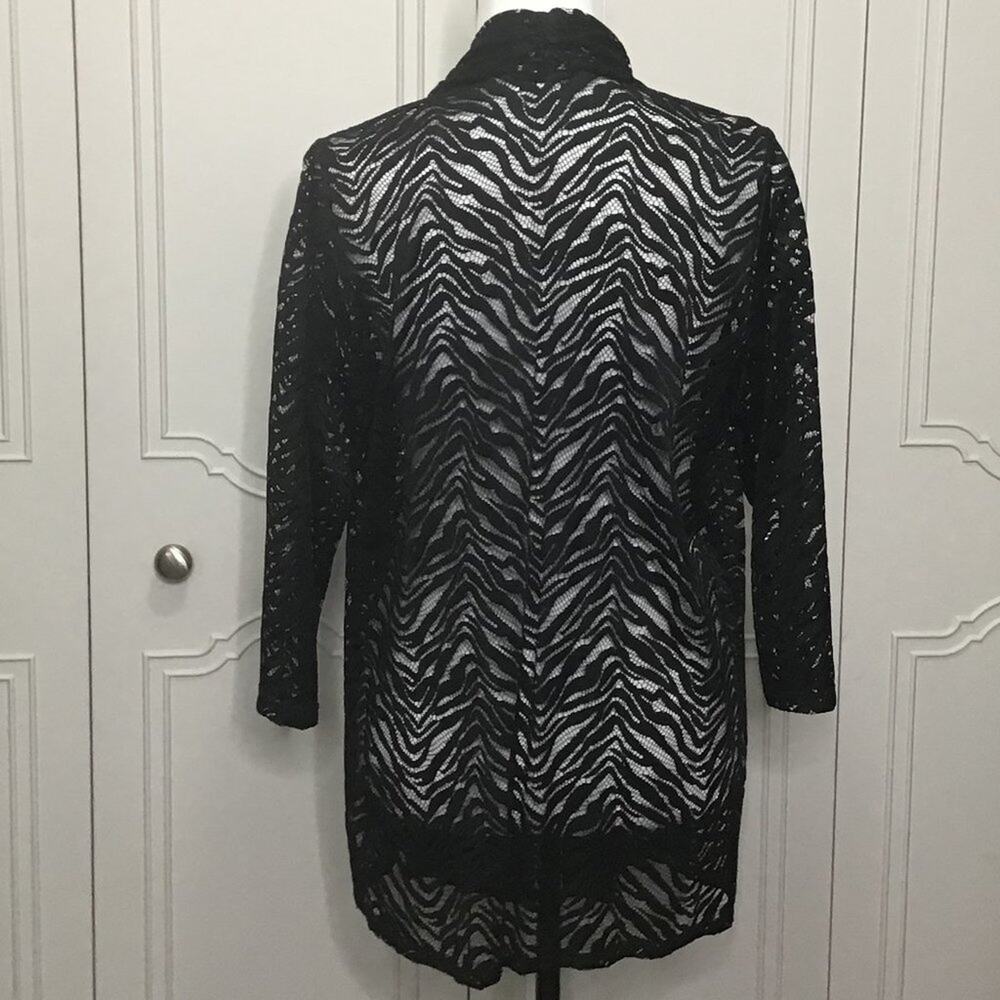 SUSAN GRAVER Black Peek Through Lace Jacket - Size Medium - Picture 3 of 4